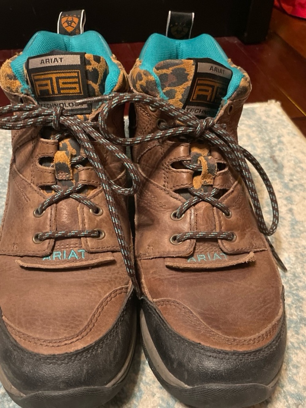 Ariat women’s Brown Leather Shoes with Teal Accents